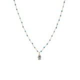 Natural Stone Necklace with Hamsa Charm