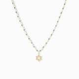 Natural Stone Necklace with CZ Star of David Charm
