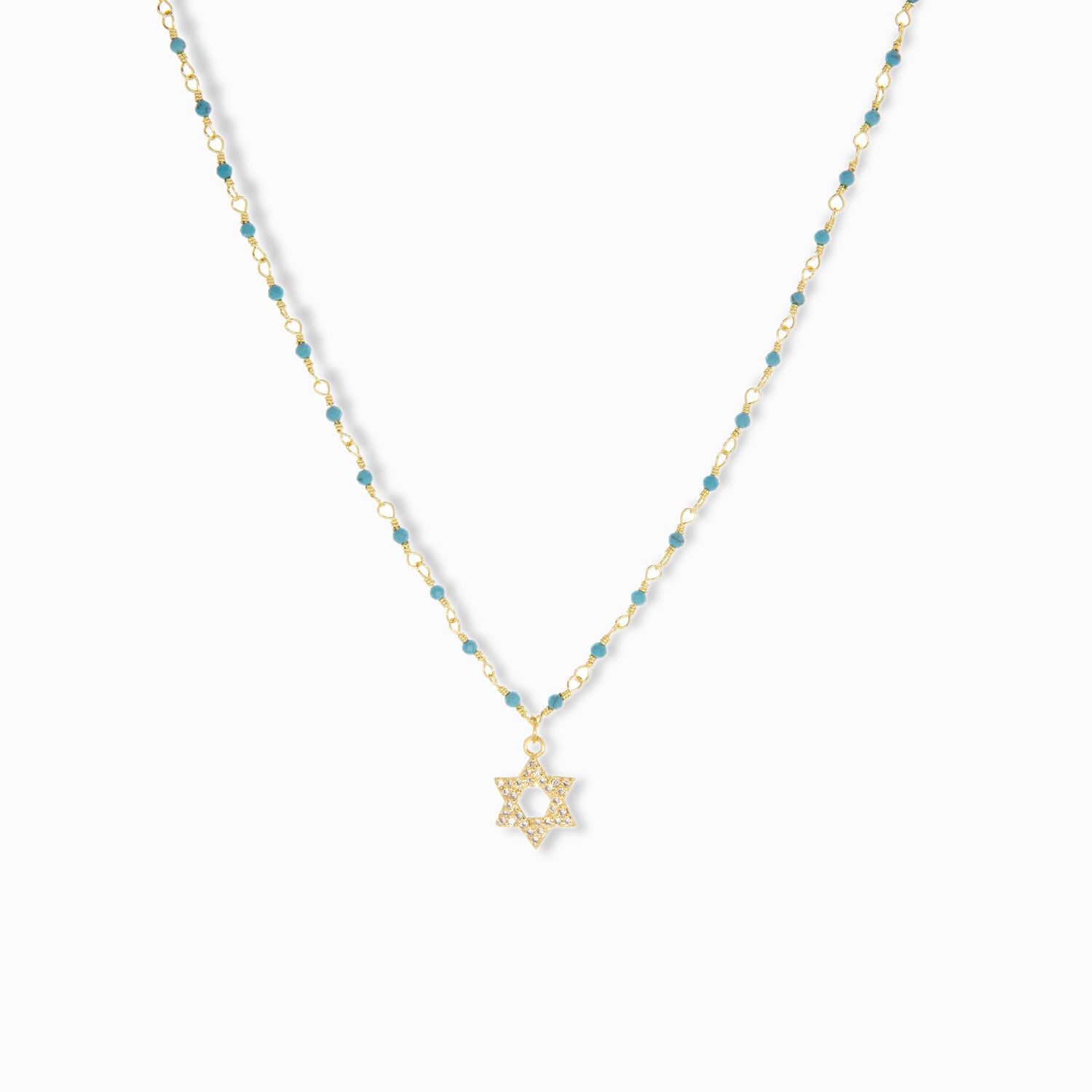 natural stone necklace with cz Star of David charm