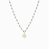 Natural Stone Necklace with CZ Star of David Charm