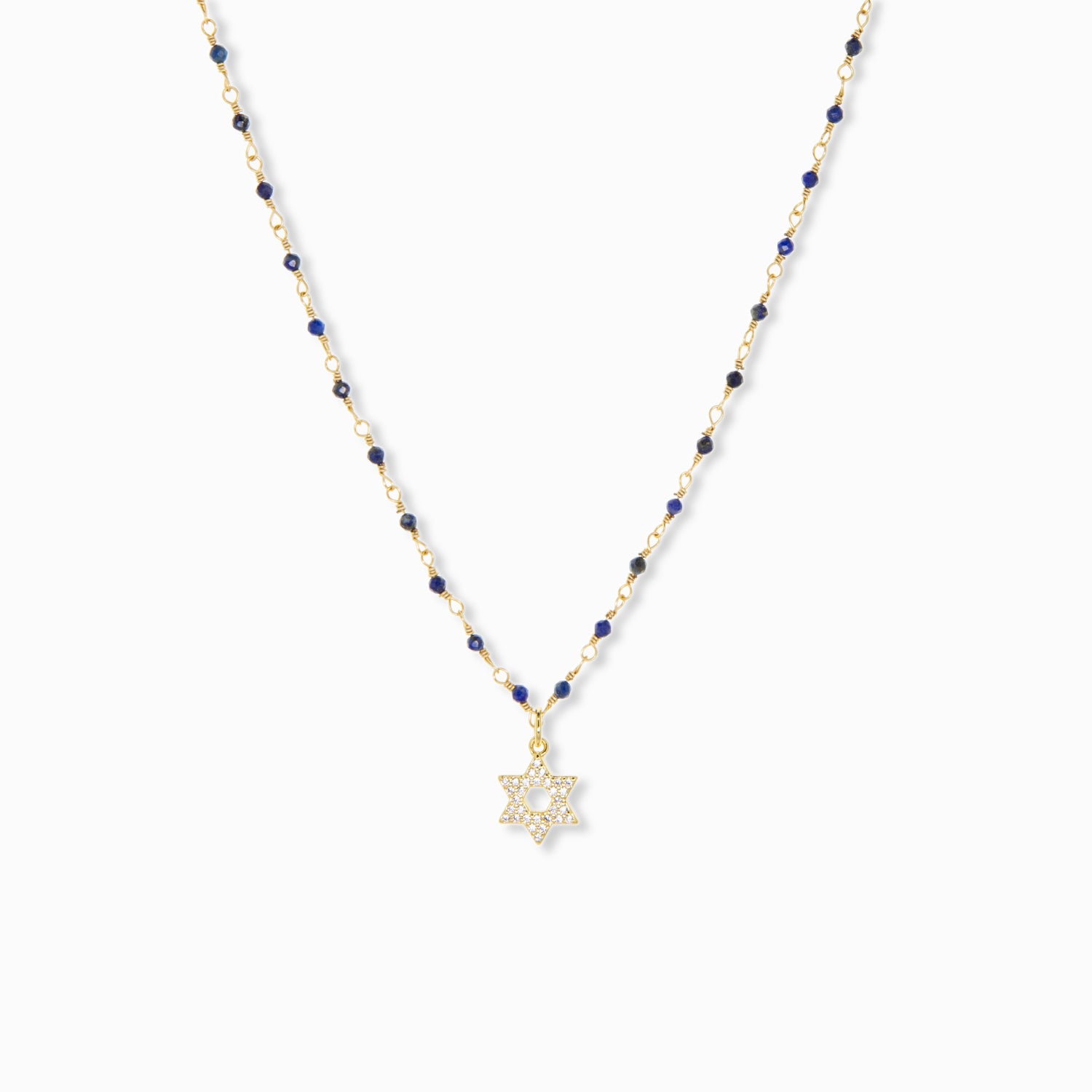 natural stone necklace with cz Star of David charm