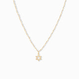 Natural Stone Necklace with CZ Star of David Charm