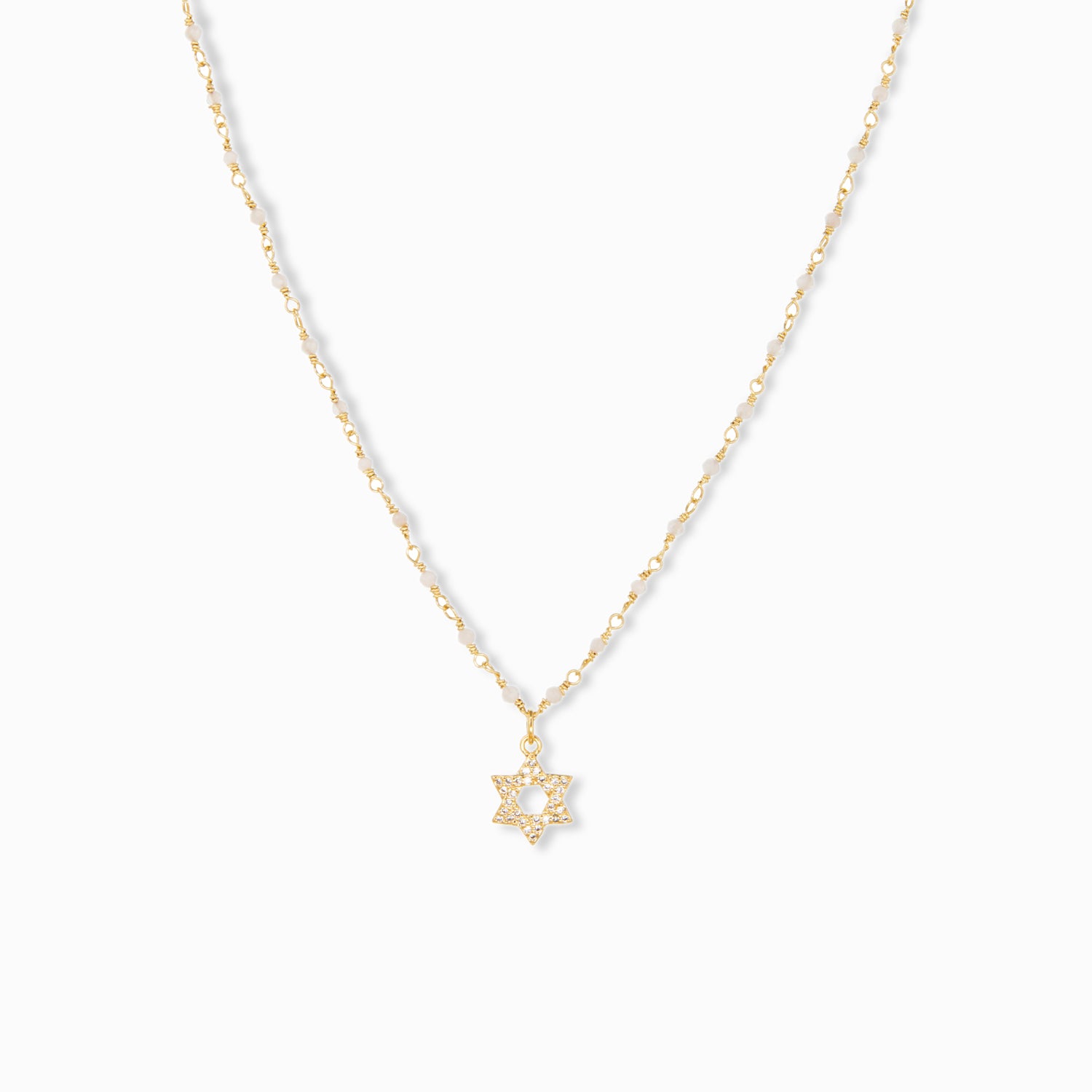 natural stone necklace with cz Star of David charm