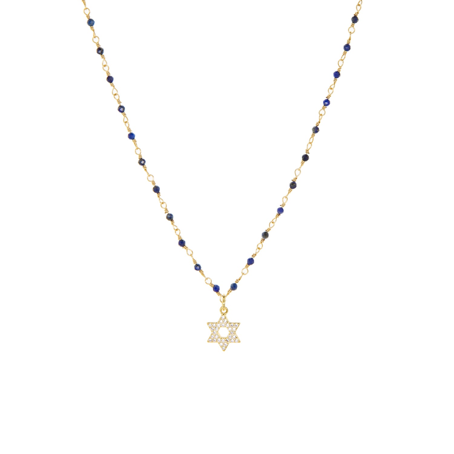 natural stone necklace with cz Star of David charm