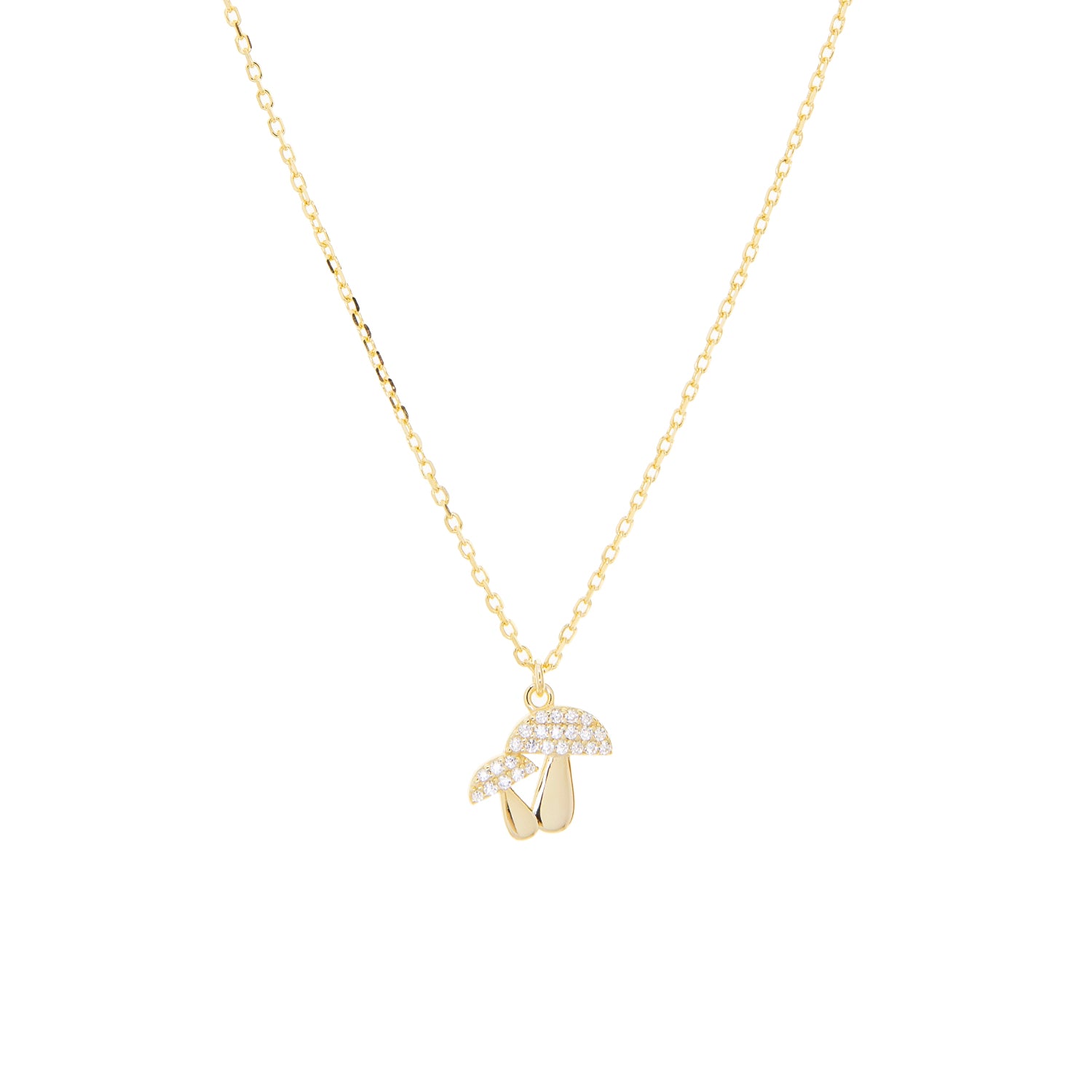 gold plated cz mushroom pendant necklace