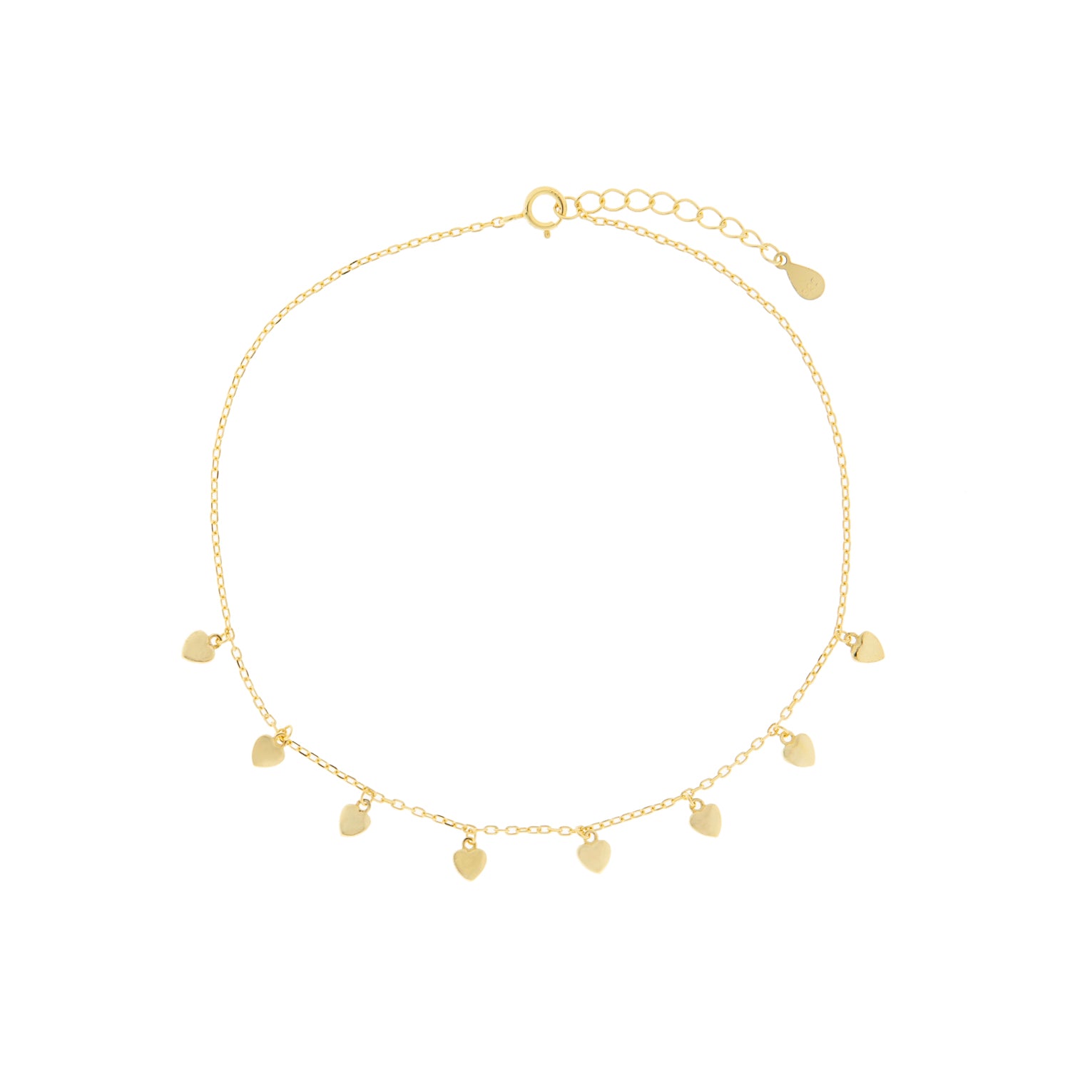 gold plated heart charm anklet