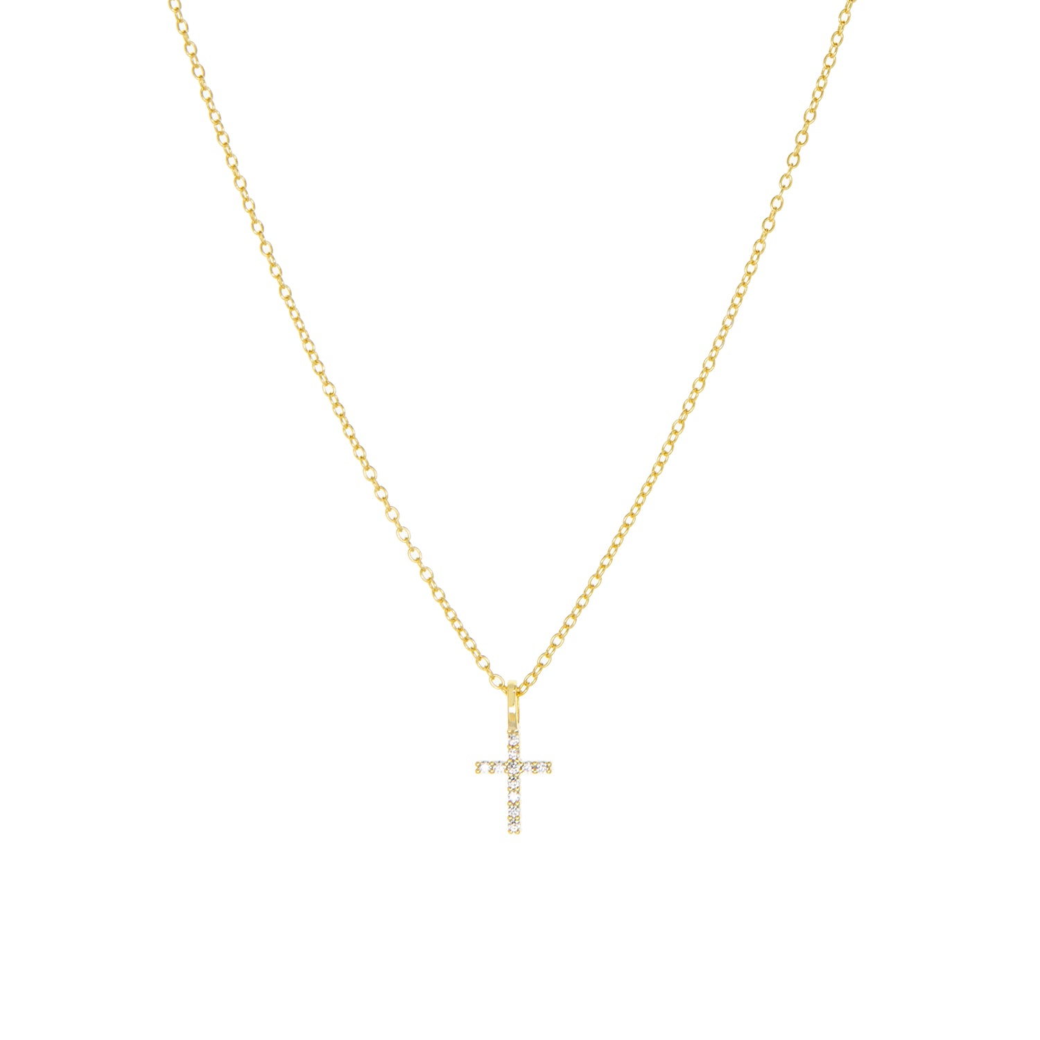 gold plated CZ cross necklace
