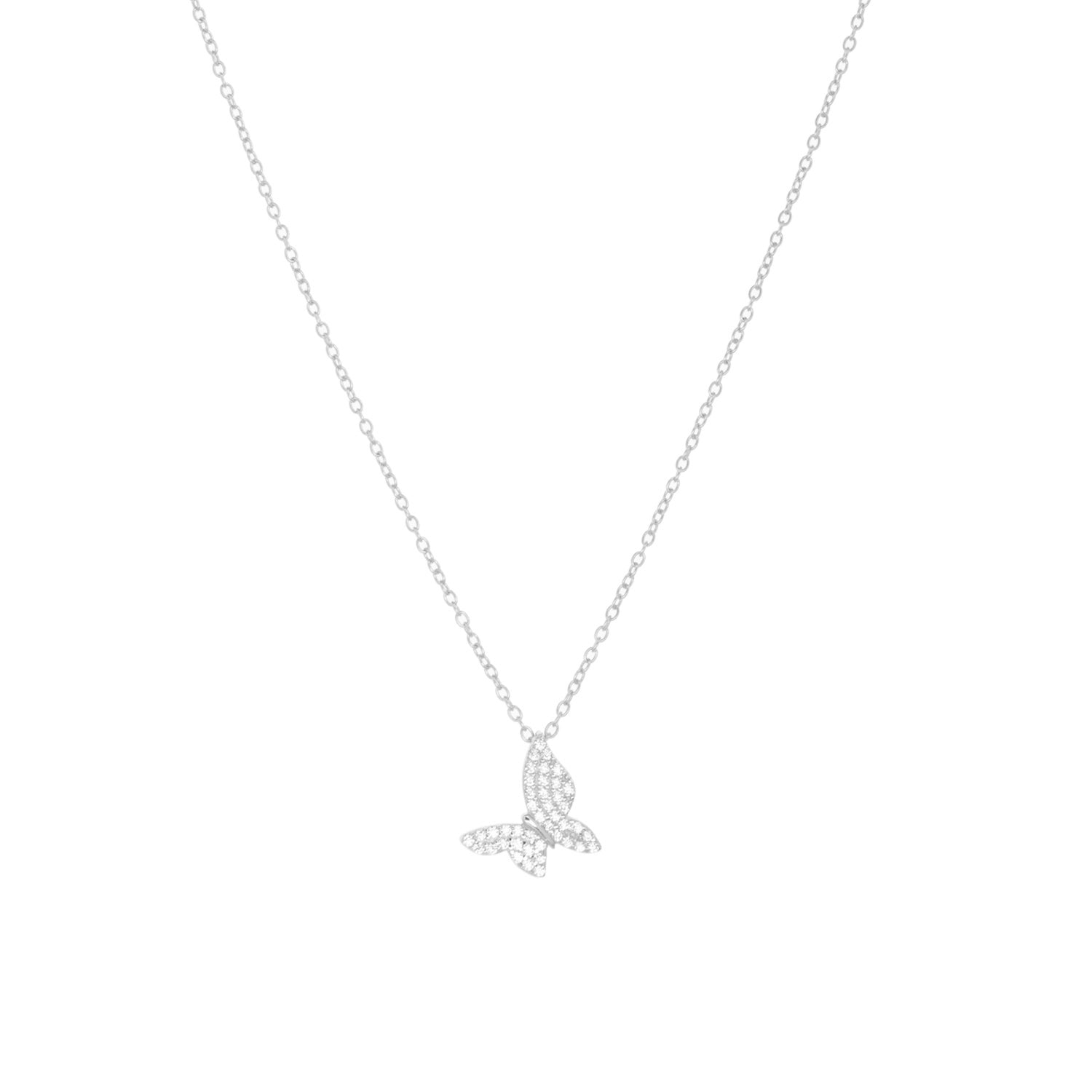 Gold Plated Delicate CZ Butterfly Necklace