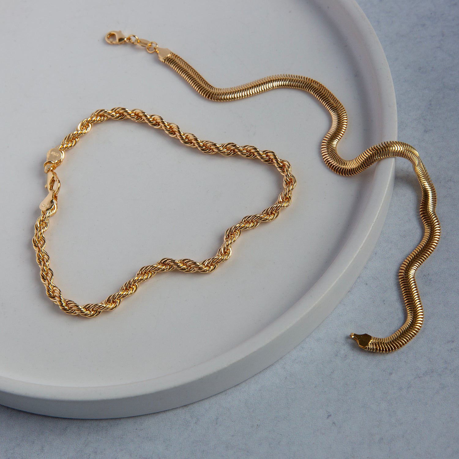 Gold Plated Herringbone Chain Anklet