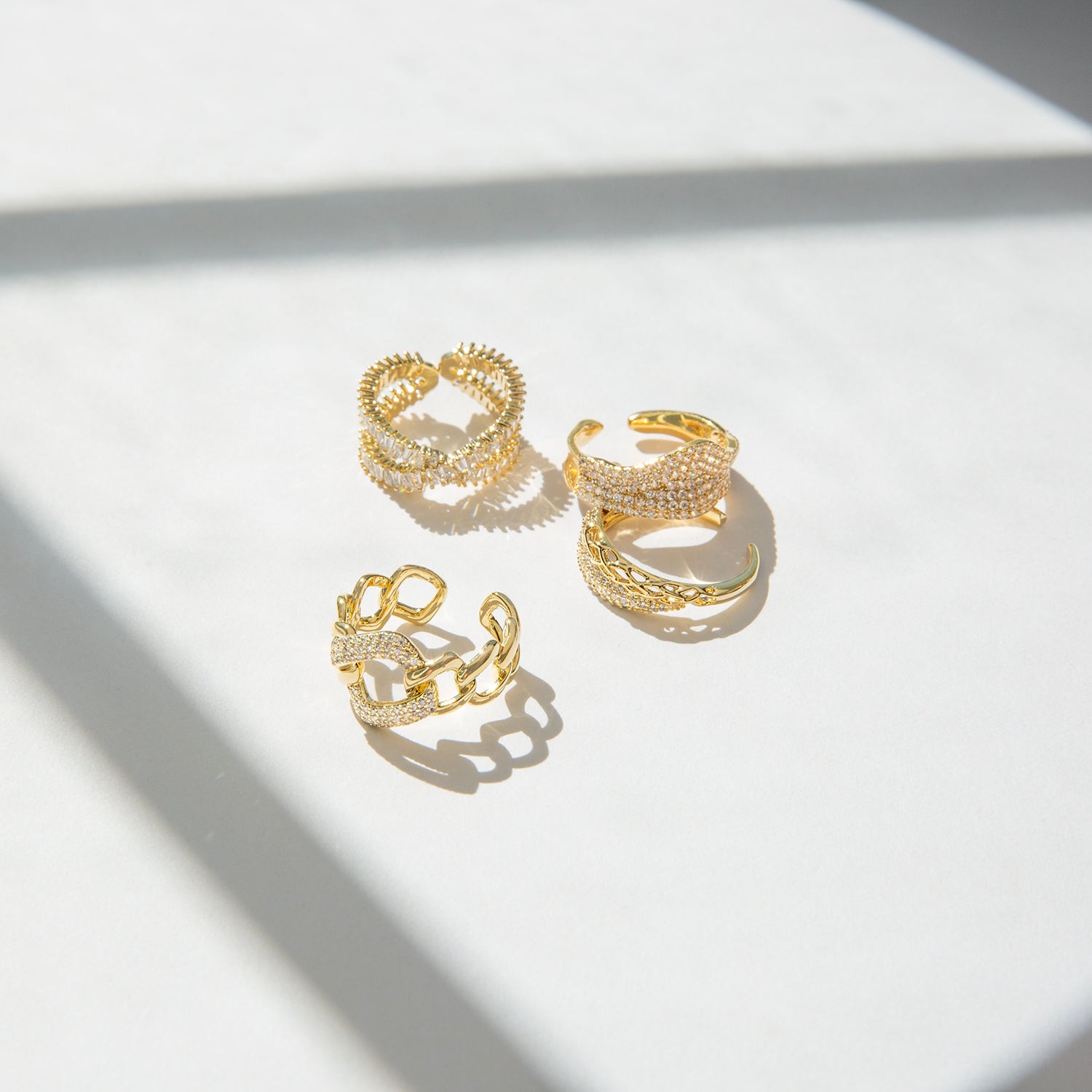 Adjustable Baguette Crossover Ring