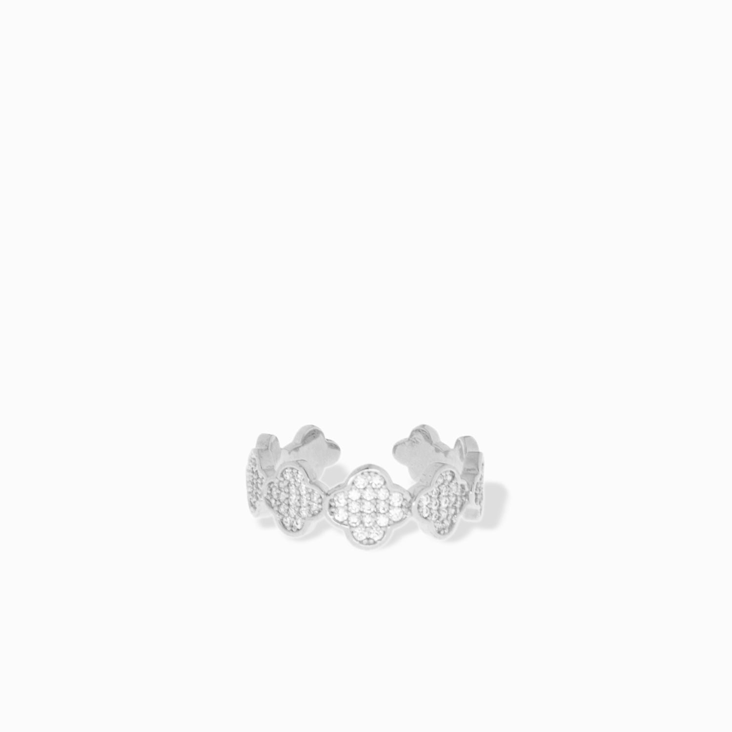 adjustable pave clover ring