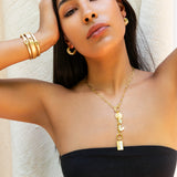 Triple Dome Post Hoop Earring