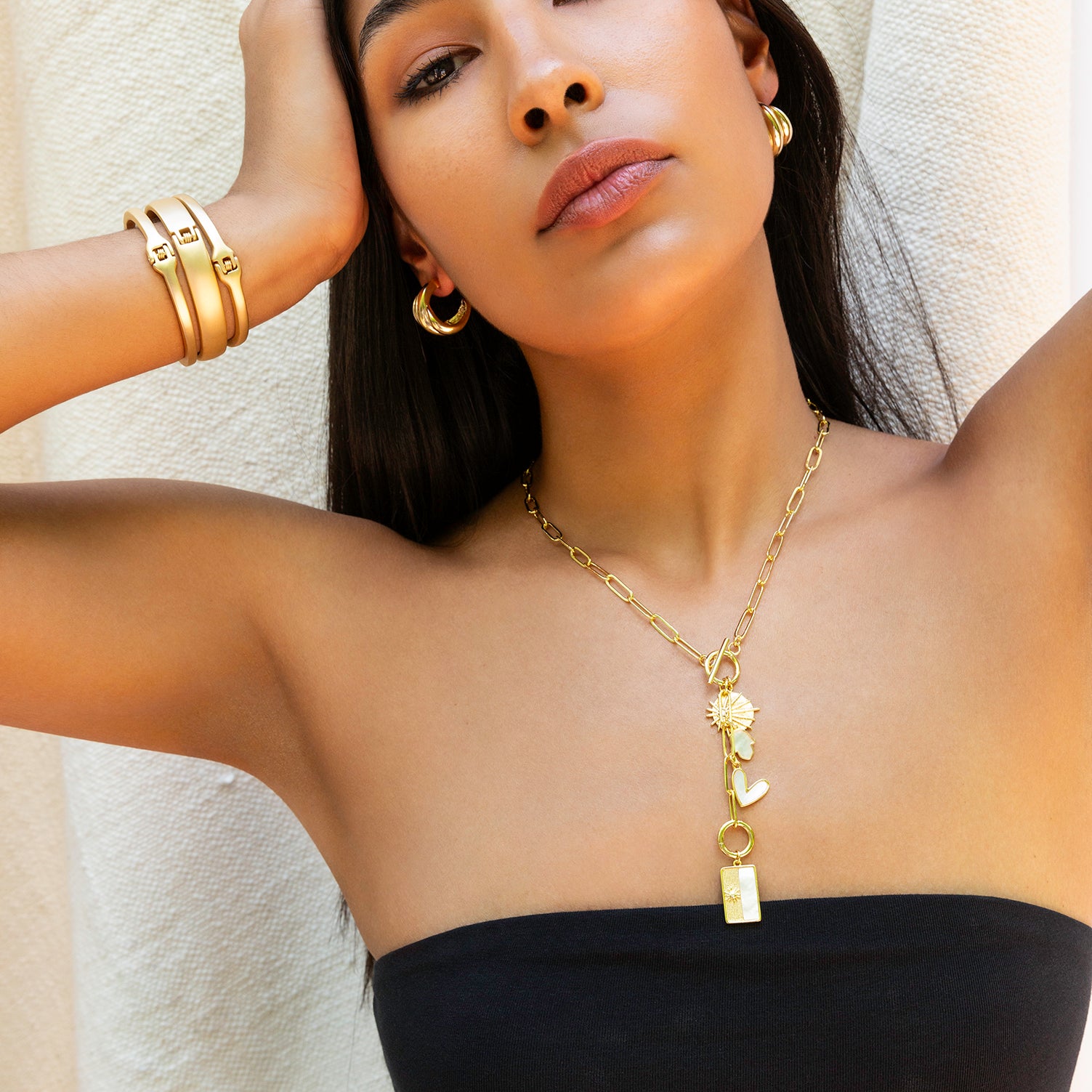 Lariat Toggle Charm Necklace