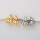 Triple Dome Post Hoop Earring