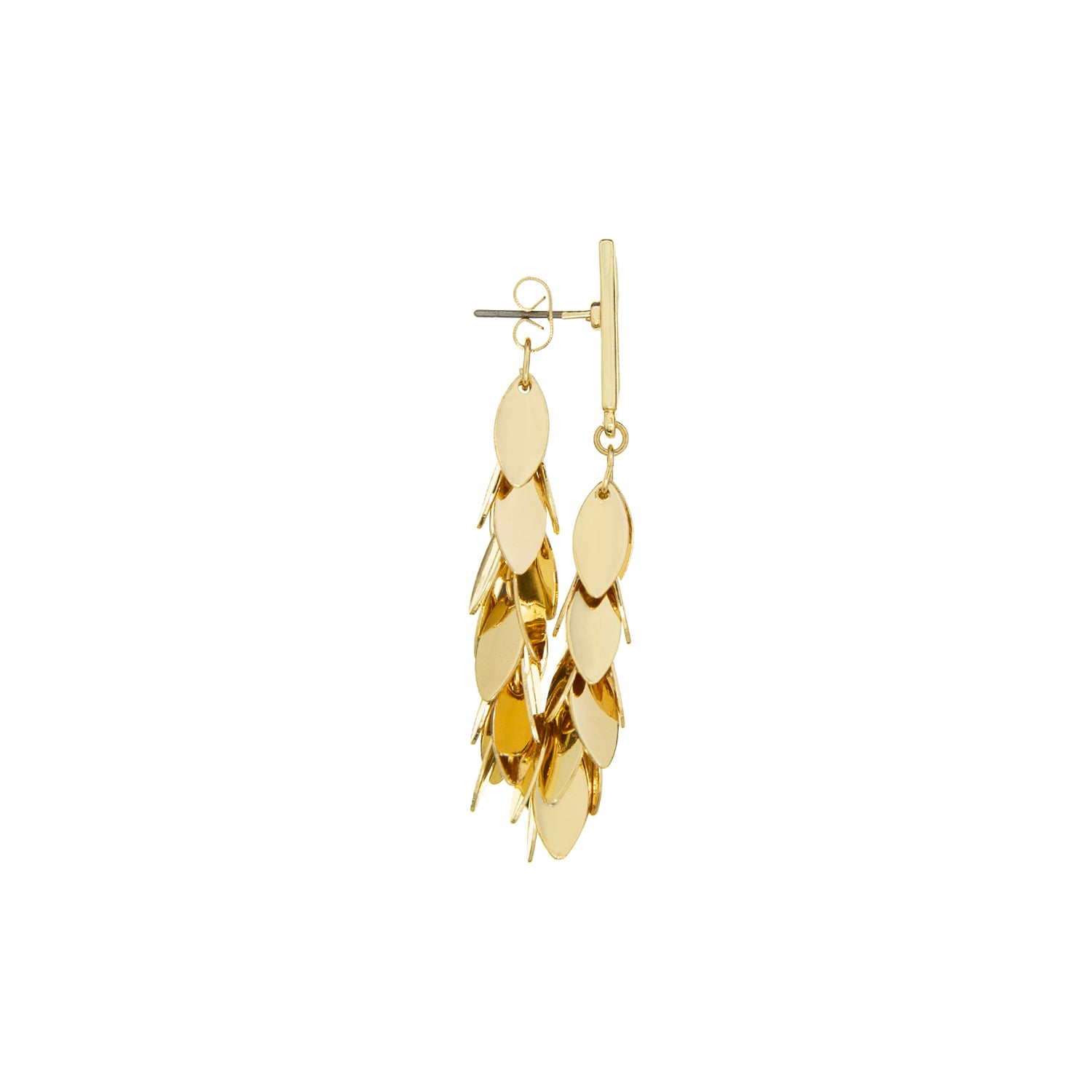 layered leaf chain front back earring