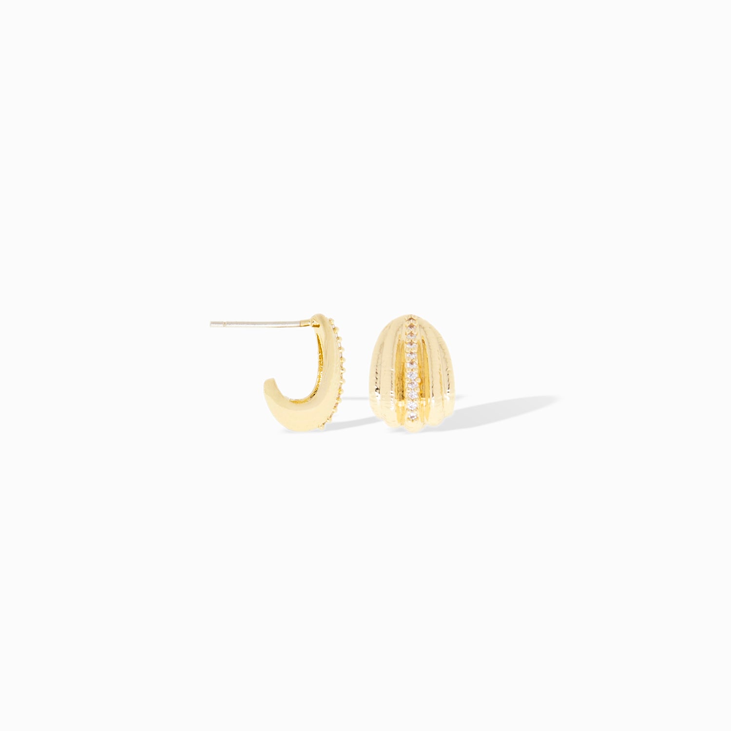 cz ribbed dome stud earring