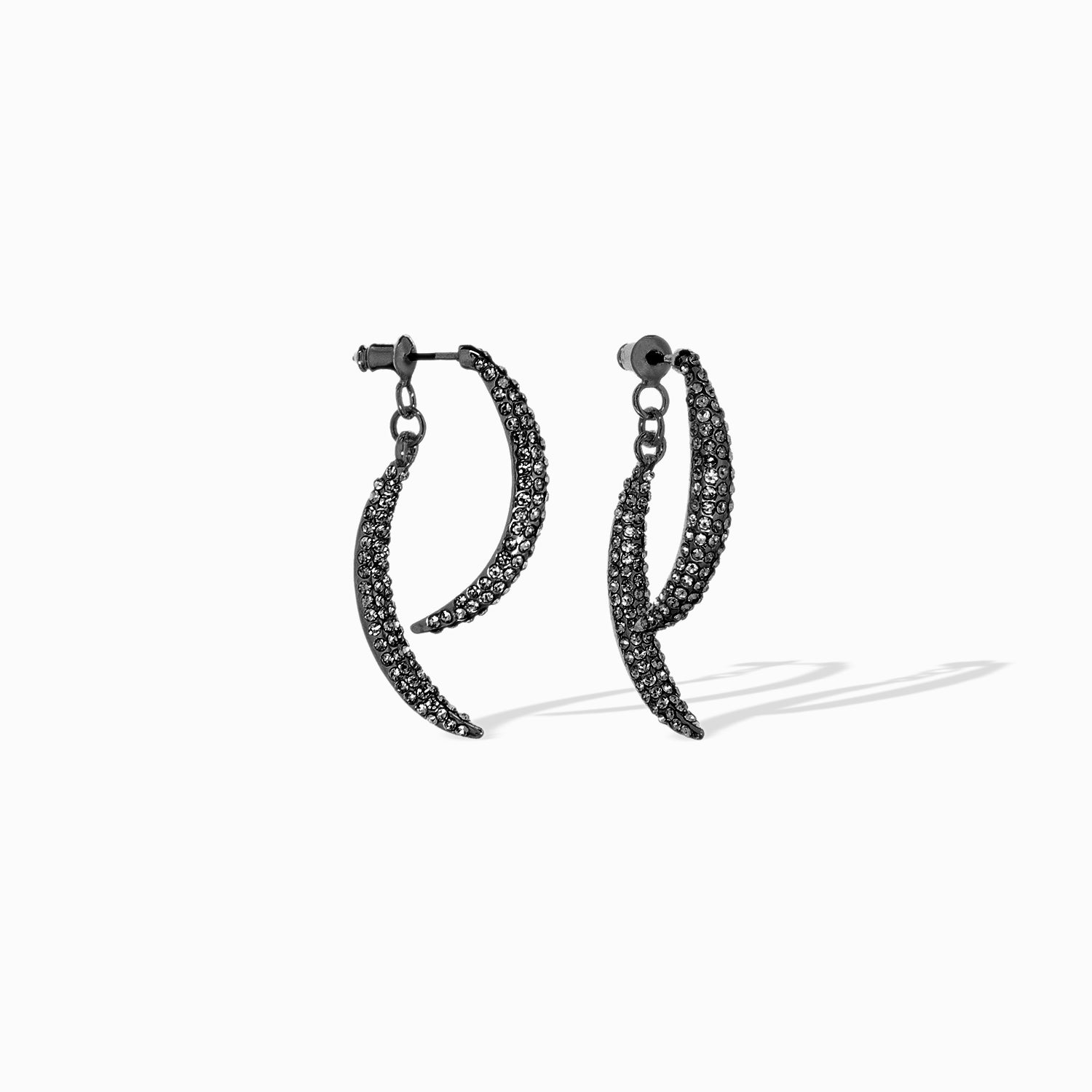 double crystal curved bar drop earring