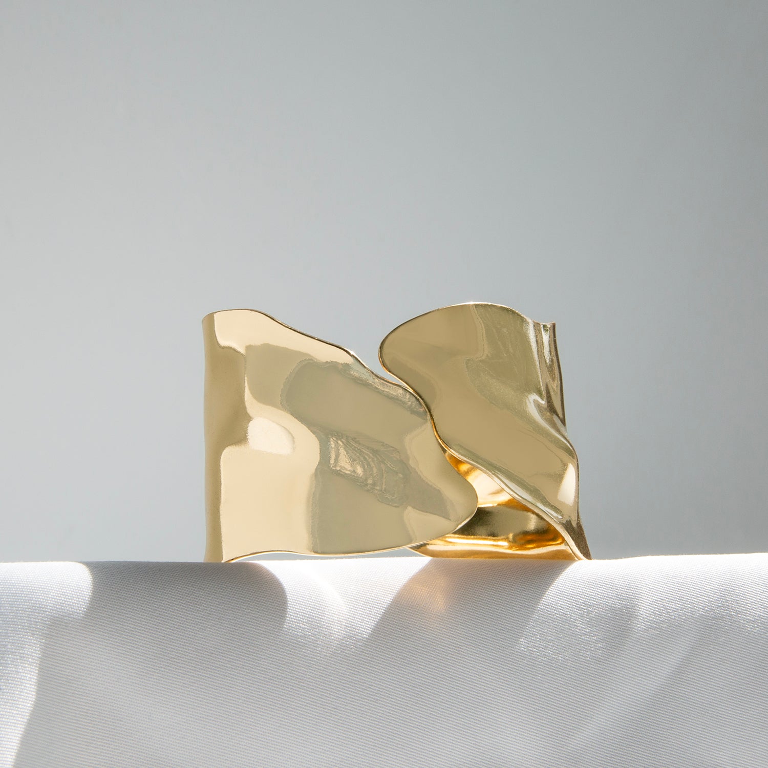 Wide Overlap Hammered Cuff