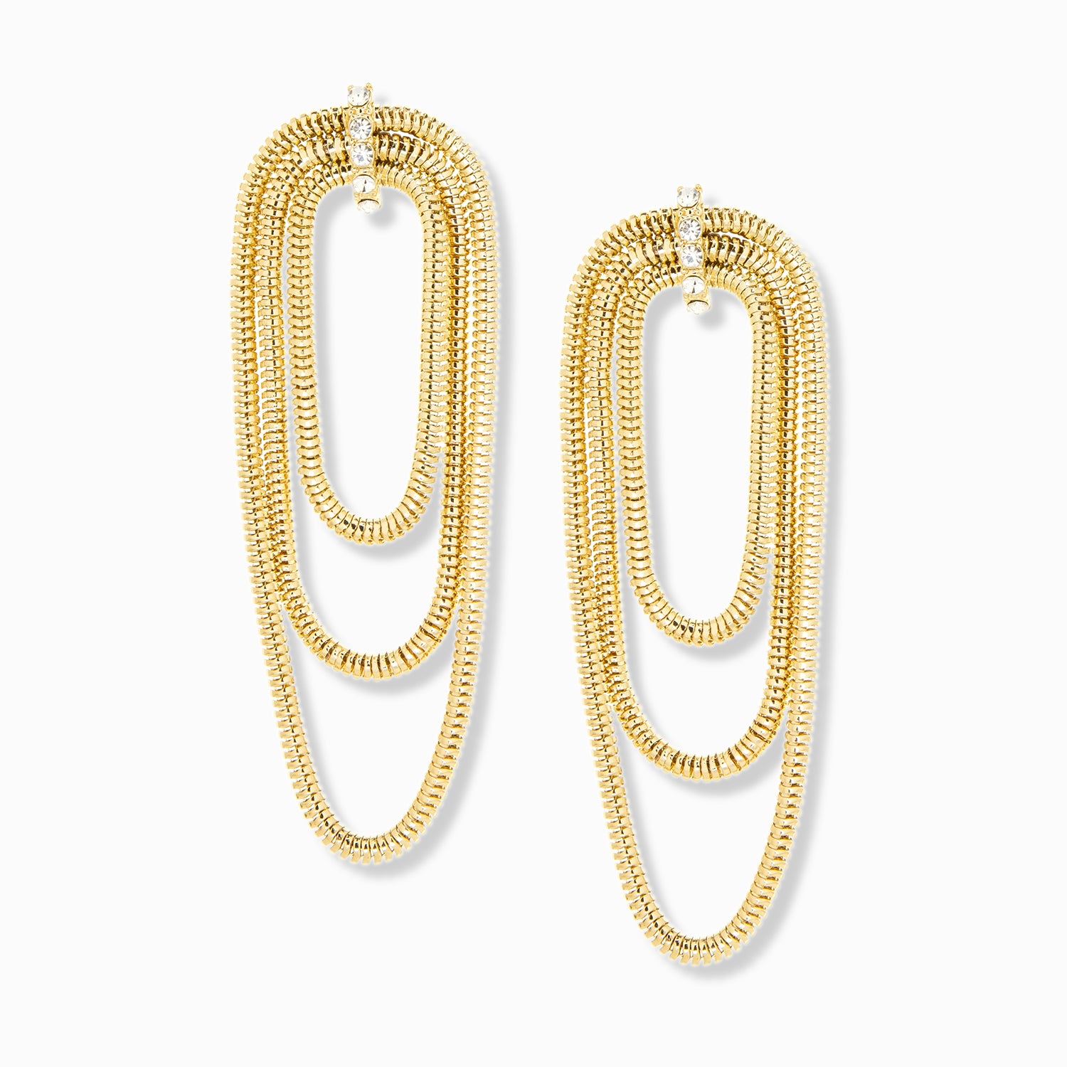 triple row snake chain drop earring