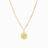 Box Chain Necklace with Compass Coin Charm