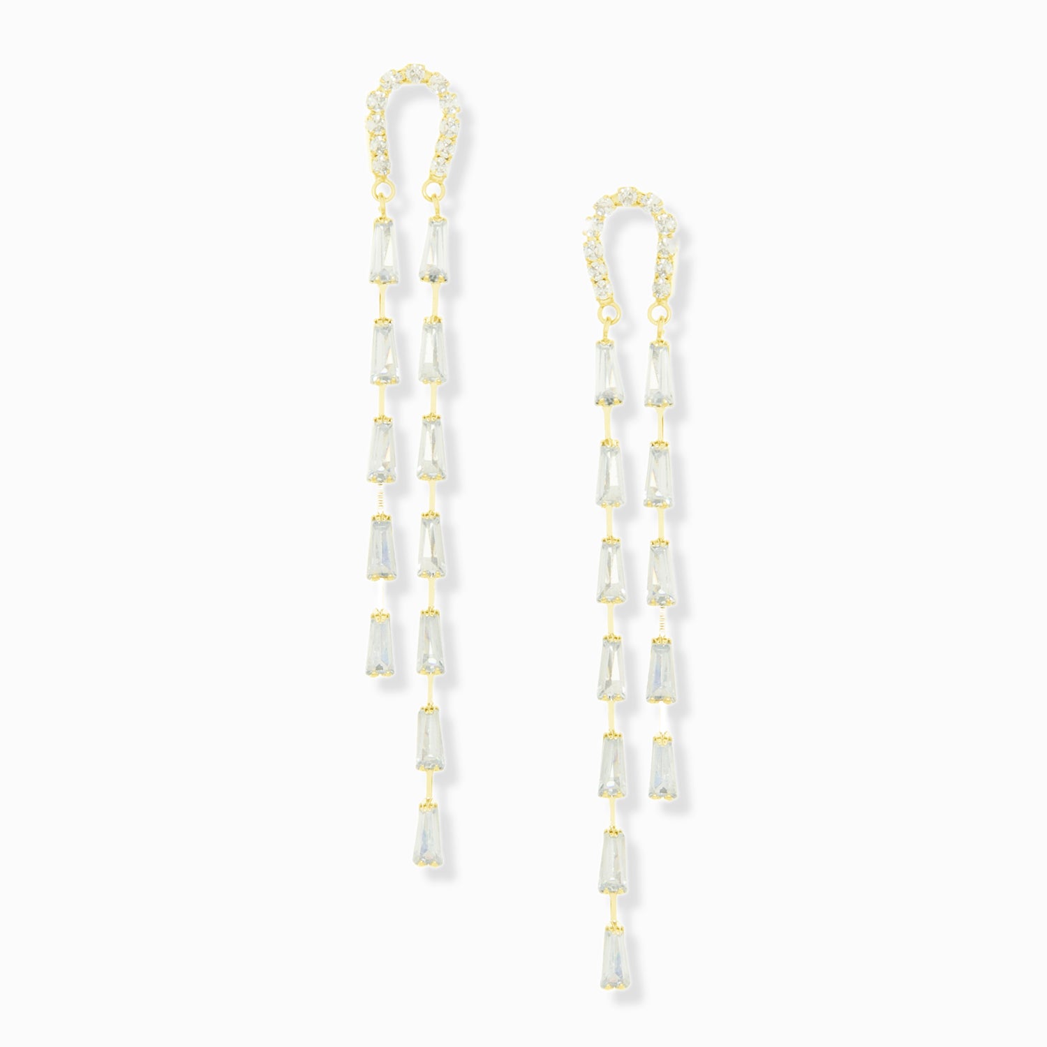 tapered baguette linear drop earring