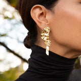 Hammered Geometric Drop Earring