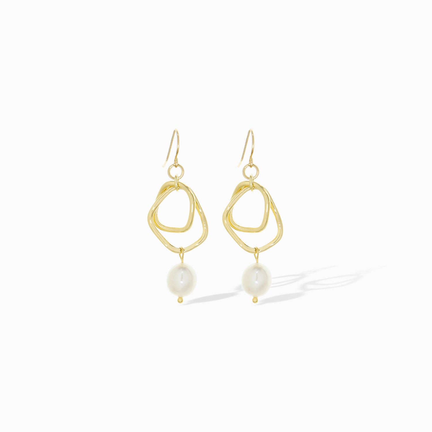 layered link earring with pearl drop