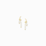 crescent post earring with pearl drop