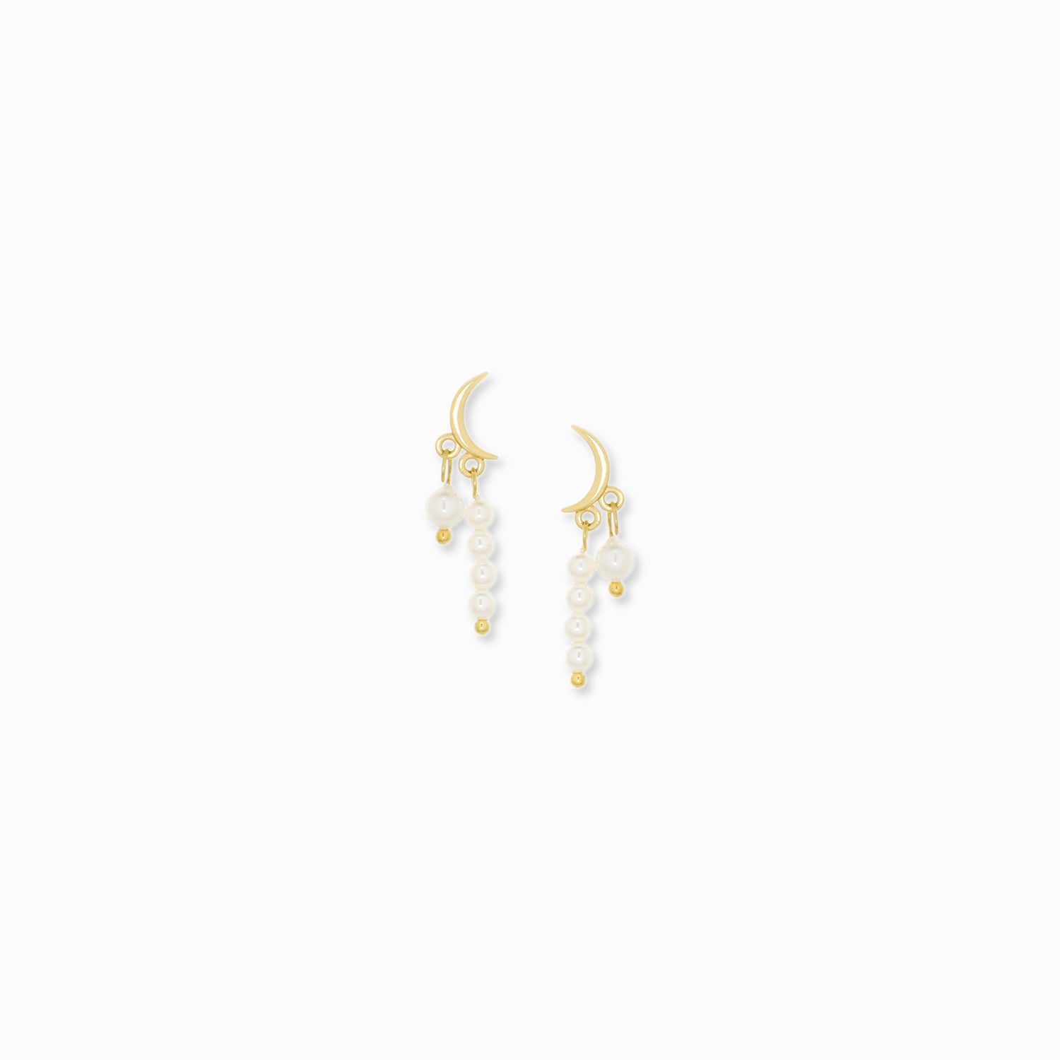 crescent post earring with pearl drop