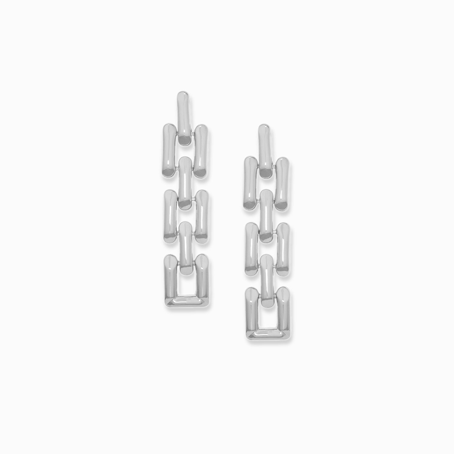 small triple square link drop earring