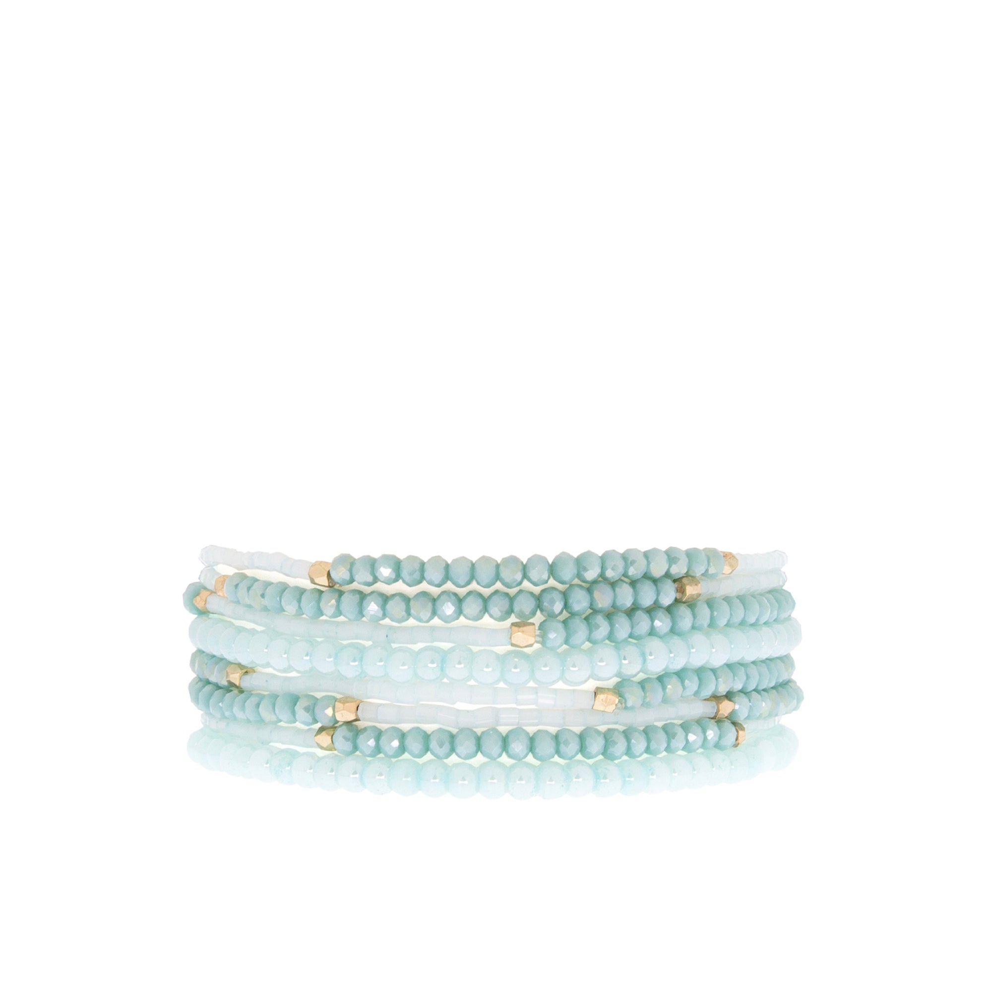 crystal and coated seed bead stretch bracelet set