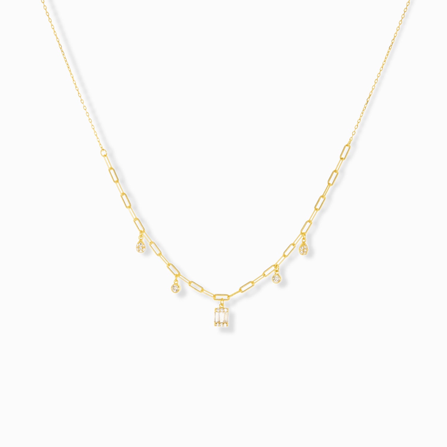 delicate link cz charm necklace