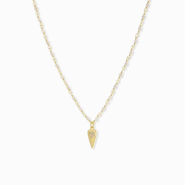 elongated pave heart charm necklace Marlyn Schiff, LLC