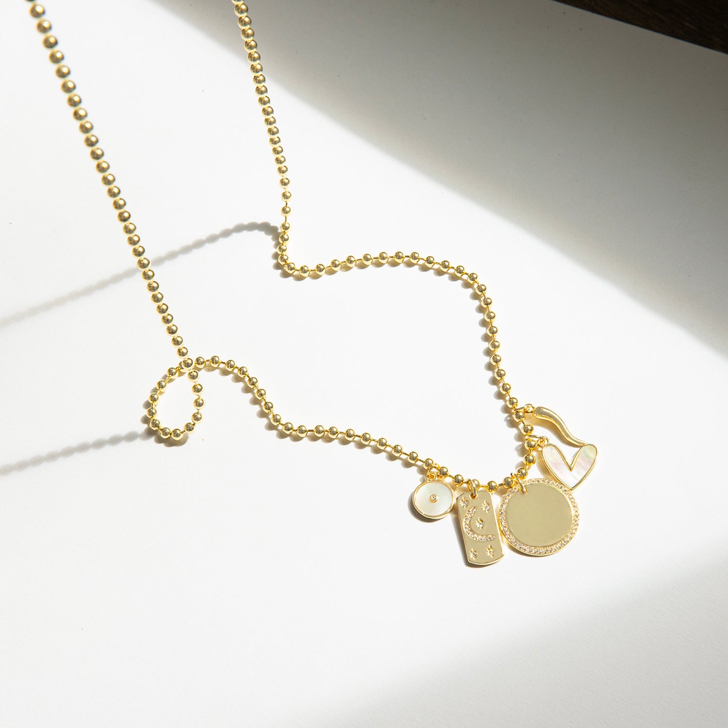 Ball Chain Necklace with Charms