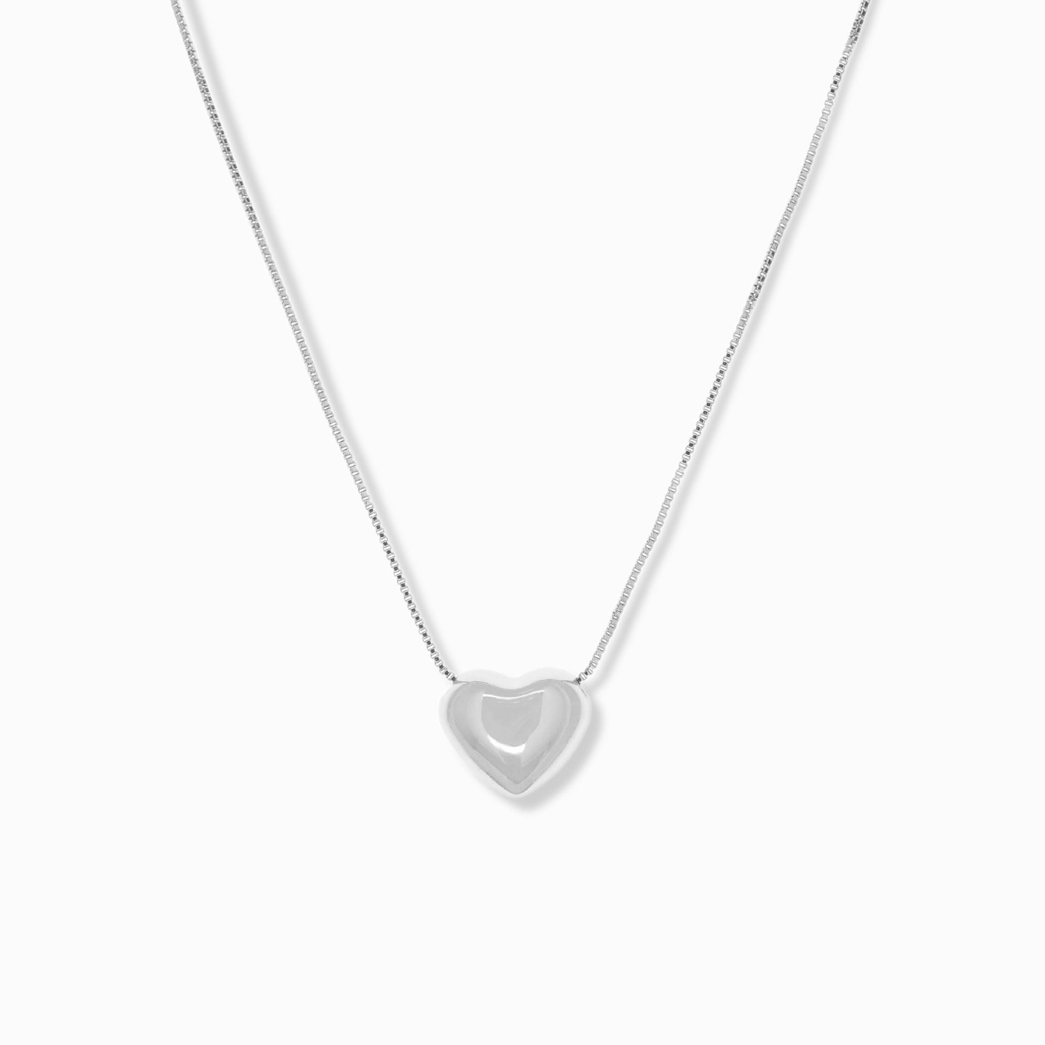 Adjustable Pull Chain Necklace with Puffy Heart