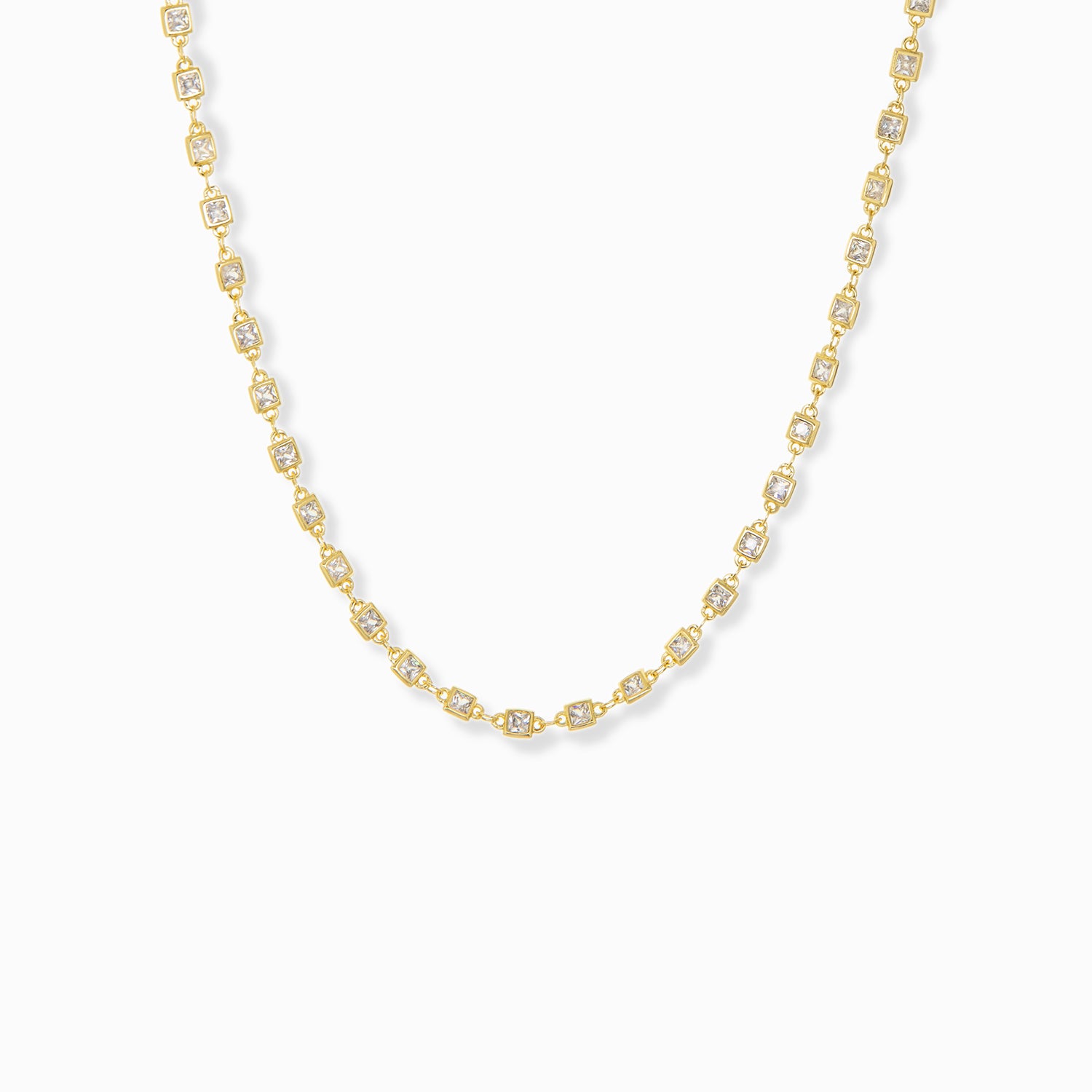 square pave chain necklace