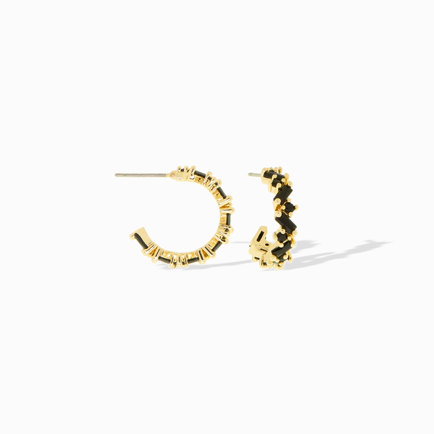 15mm Post Hoop with Round and Baguette CZs