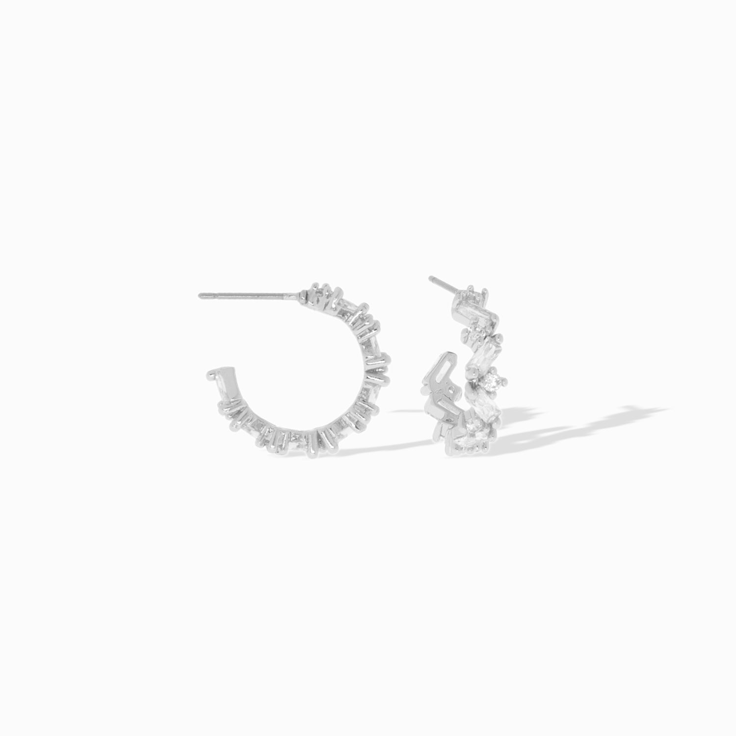 15mm Post Hoop with Round and Baguette CZs
