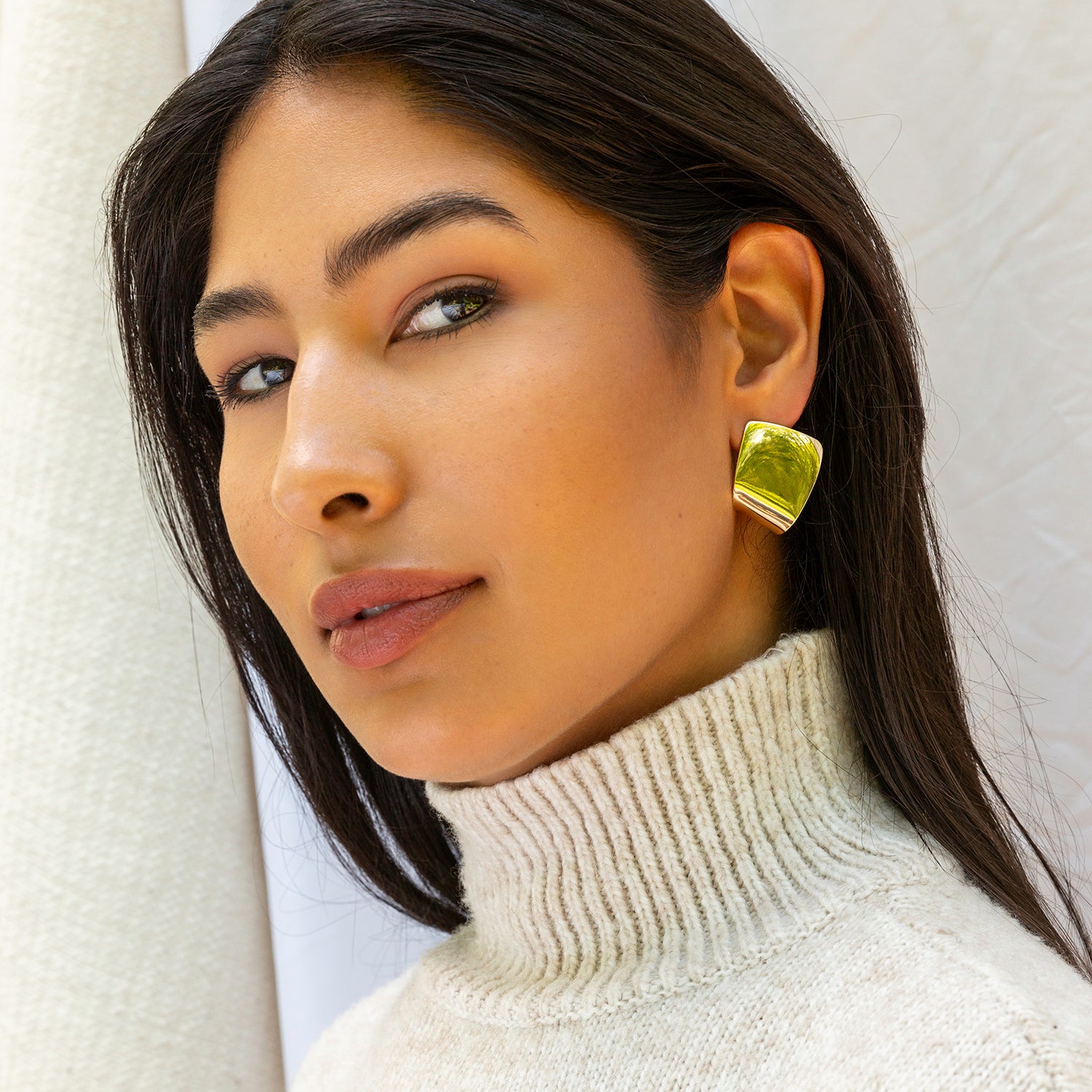 oversized geometric post earring