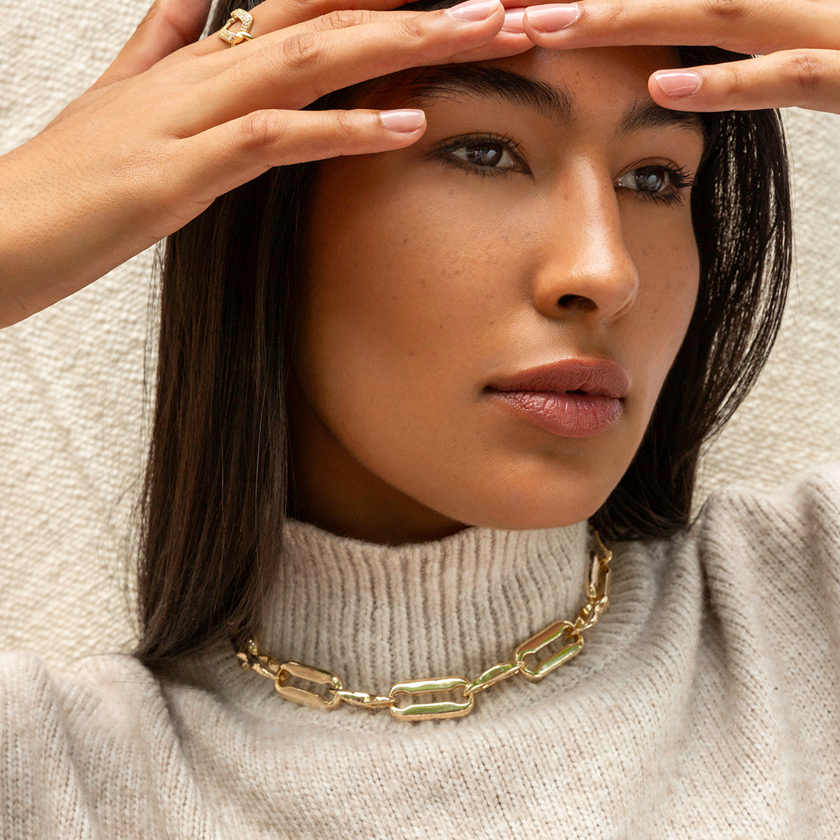 chunky wavy link chain necklace