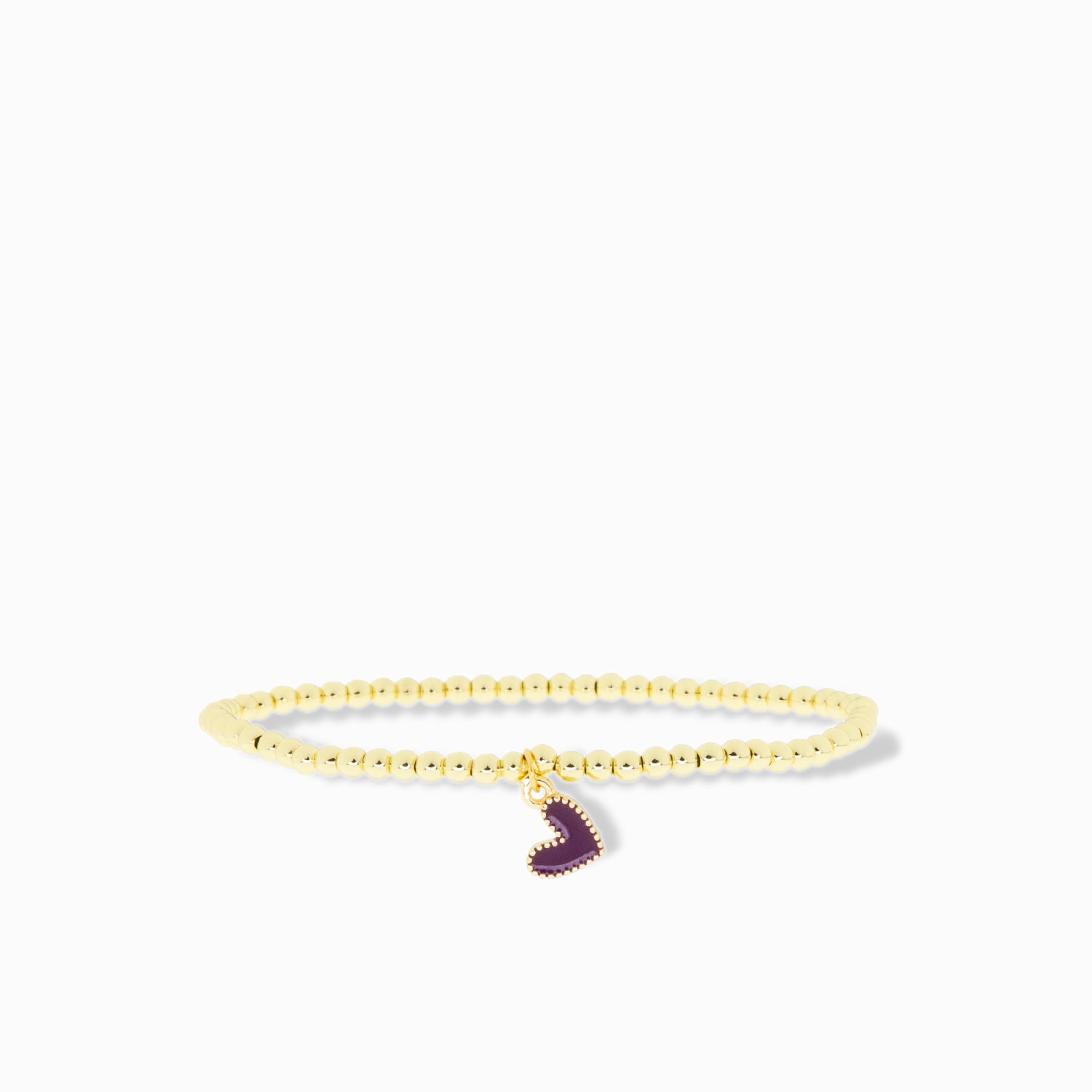 3mm stretch ball bracelet with enamel heart charm