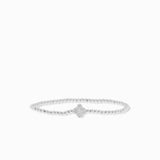 brass ball bracelet with pave clover charm