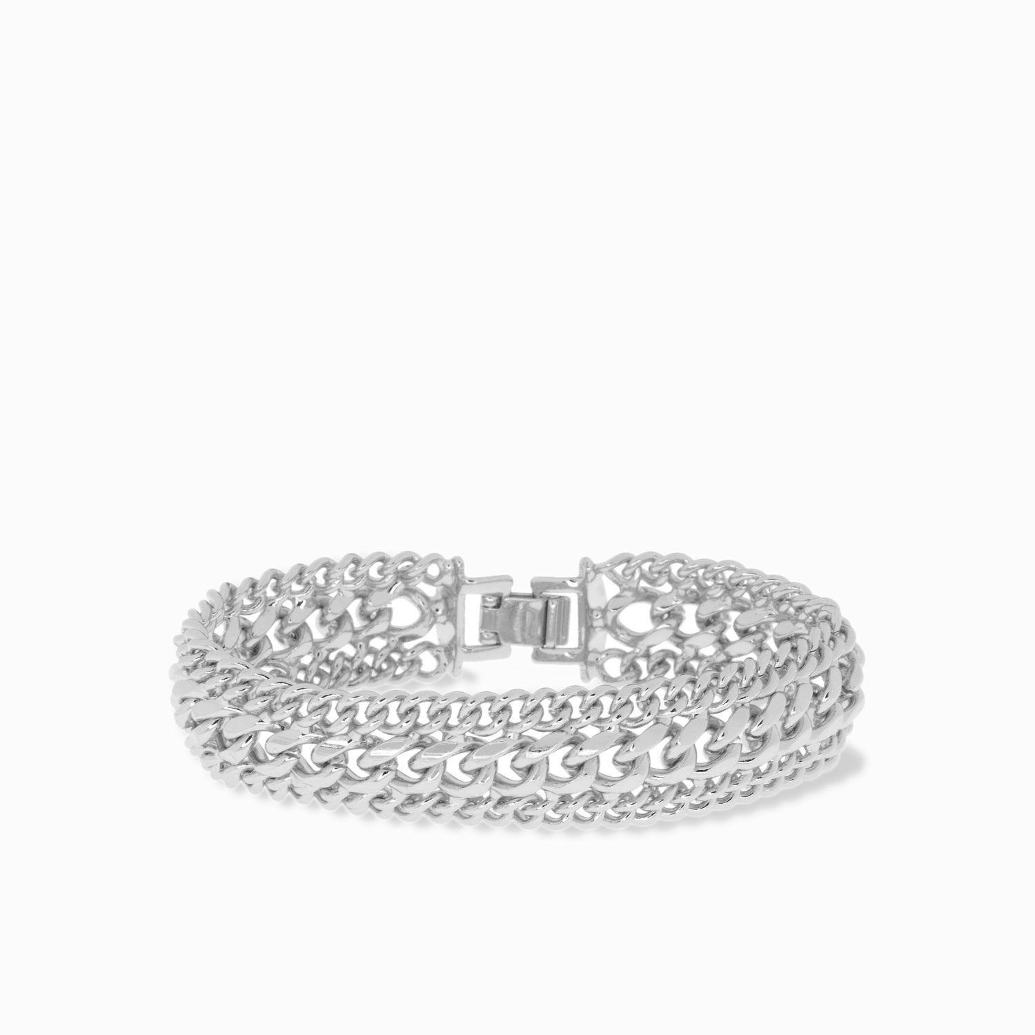 triple row curb chain link bracelet