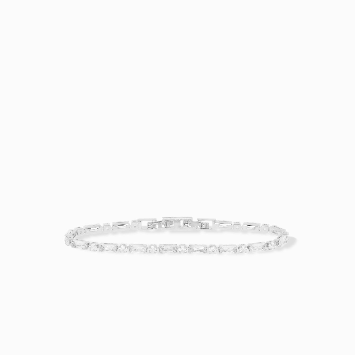 alternating crystal emerald and round cut tennis bracelet