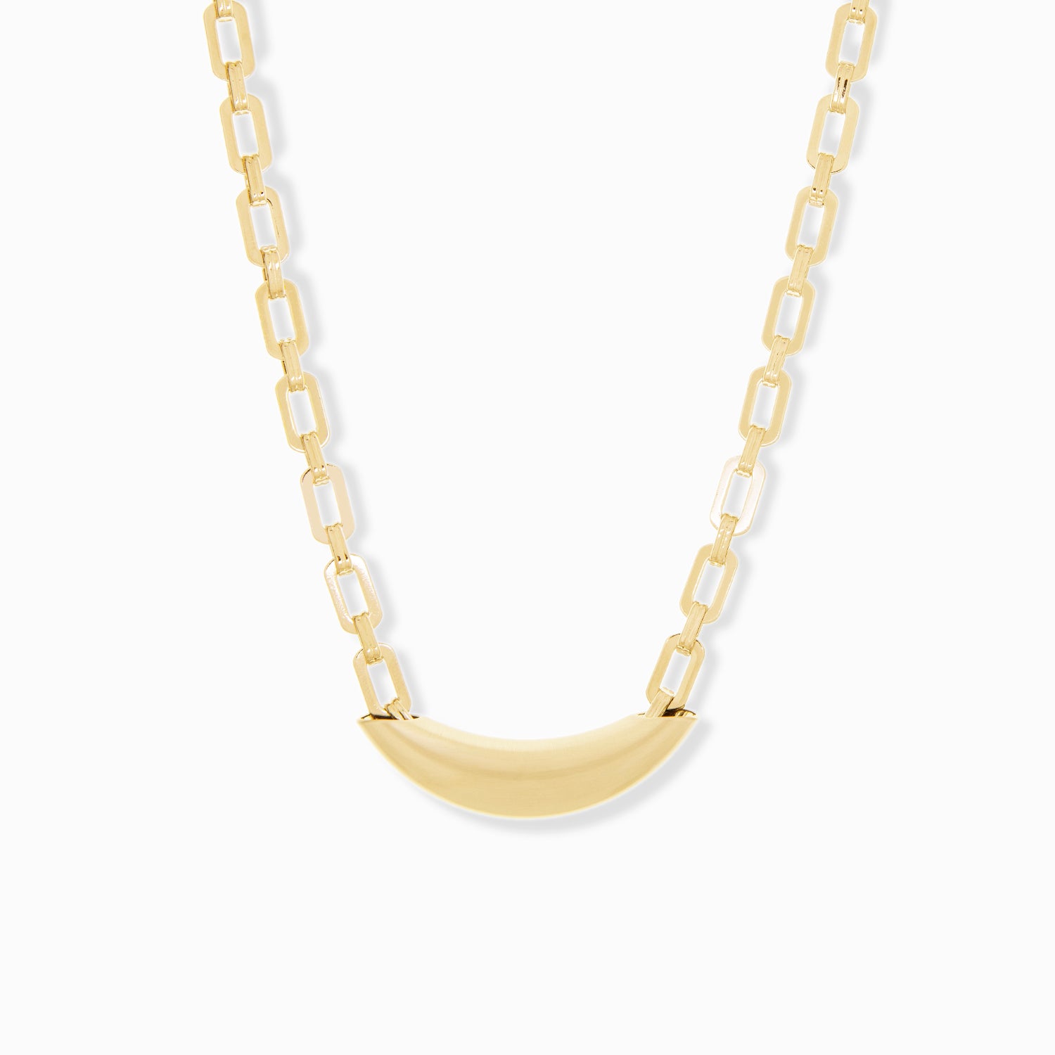 paperclip chain link necklace with curved bar