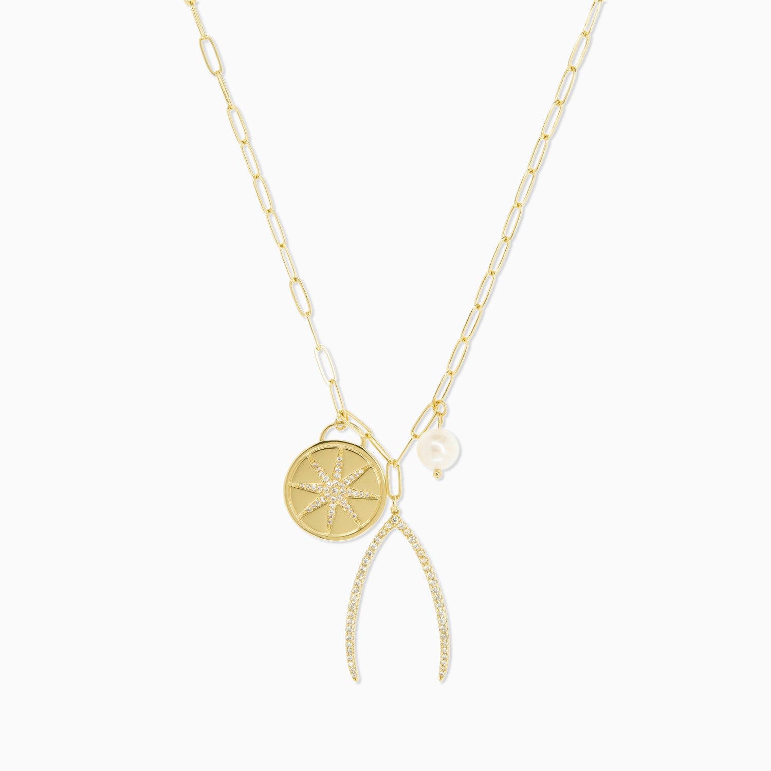 wishbone starburst charm necklace