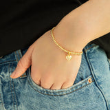 3mm Beaded Ball Bracelet with Mini Heart Charm