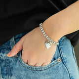 6mm Beaded Ball Bracelet with Large Heart Charm