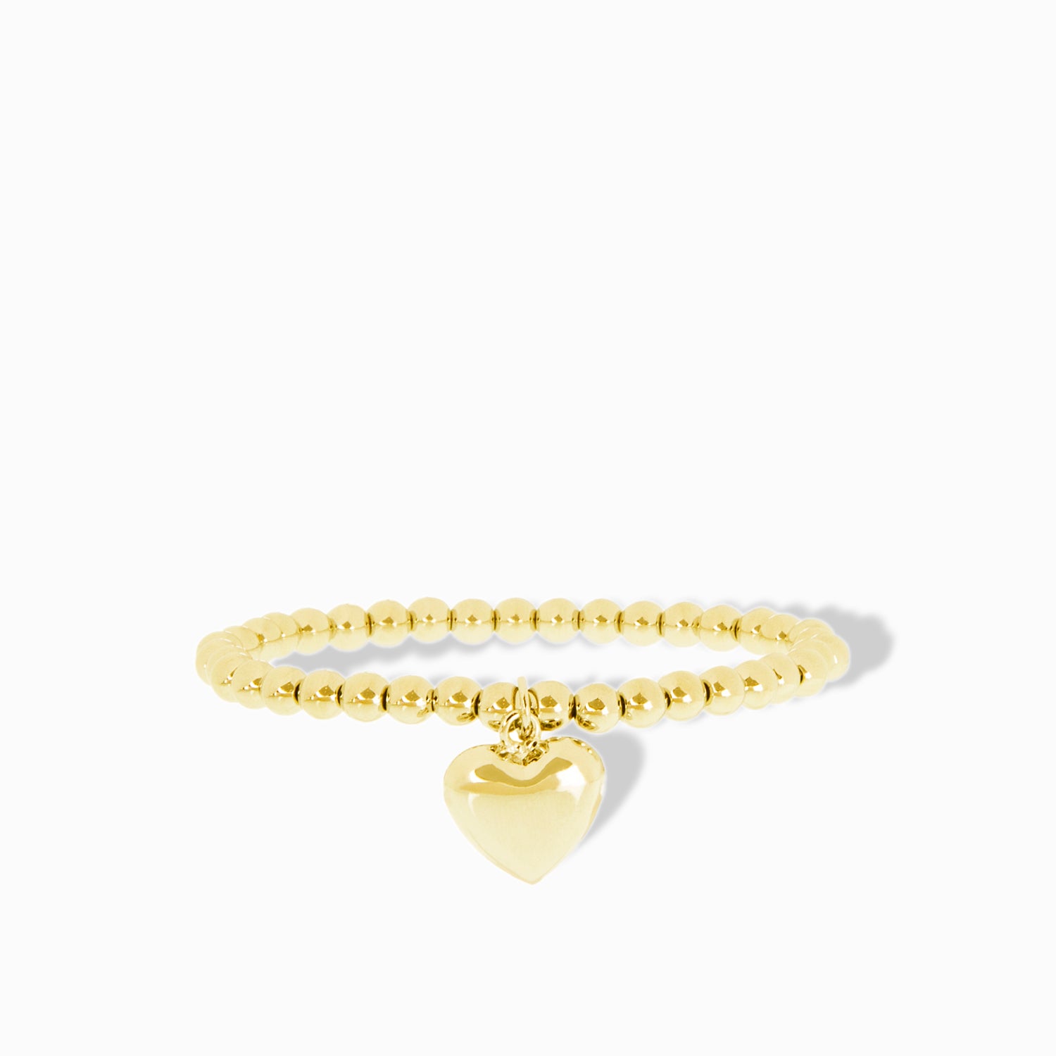 6mm beaded ball bracelet with large heart charm