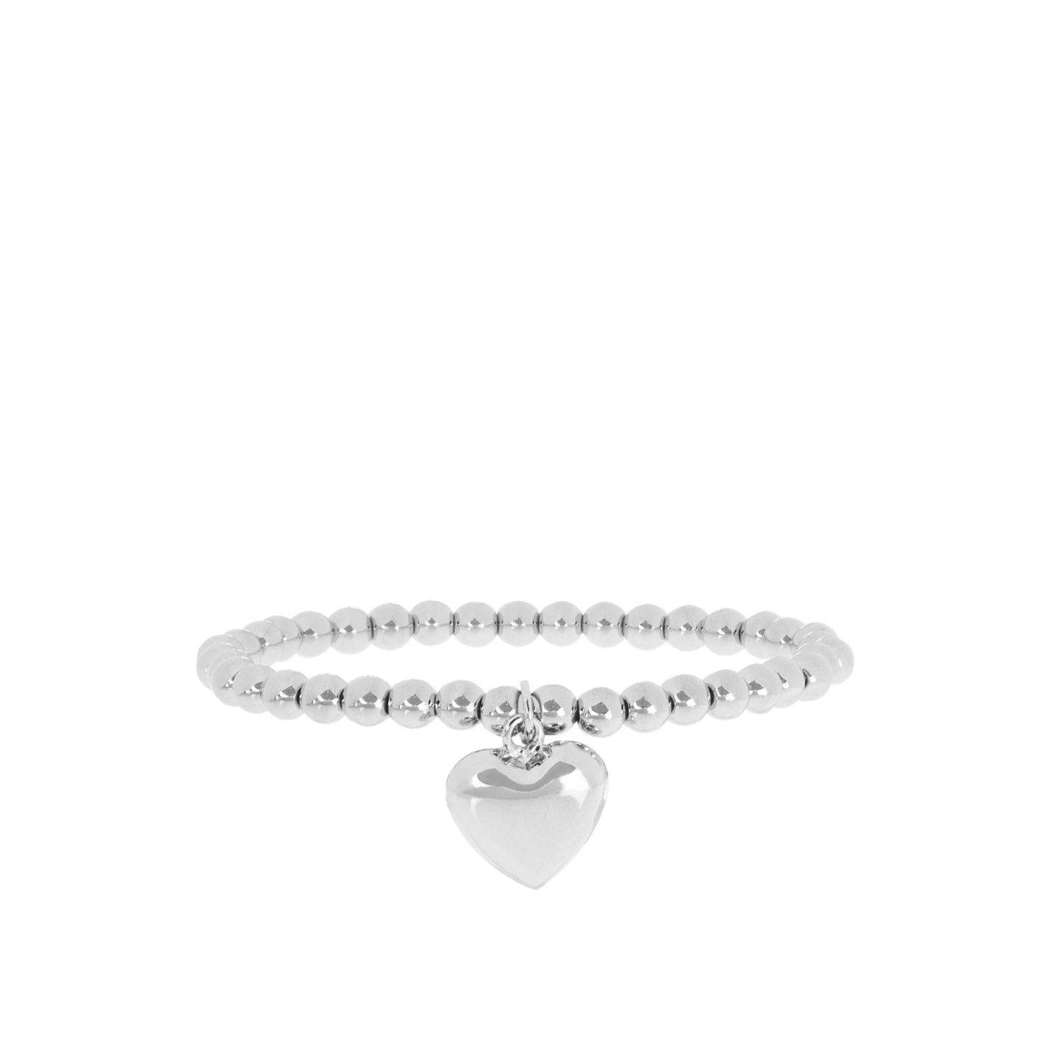 6mm beaded ball bracelet with large heart charm